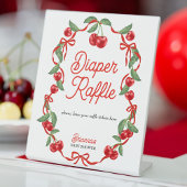 さくらんぼオントップリボン赤ちゃんシャワーおむつラッフル 台座サイン