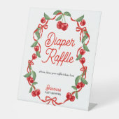 さくらんぼオントップリボン赤ちゃんシャワーおむつラッフル 台座サイン (正面)
