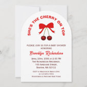 さくらんぼオントップレッドコケットボーガールベビーシャワー 招待状 (正面)
