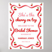 さくらんぼオントップレトロさくらんぼブライダルシャワーようこそ ポスター (正面)
