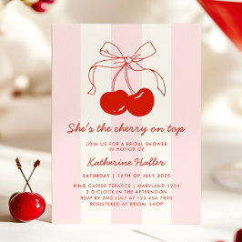 さくらんぼオントップレトロブライダルシャワー 招待状