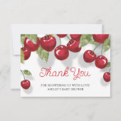 さくらんぼオントップ水彩ベビーシャワーありがとう カード (正面)