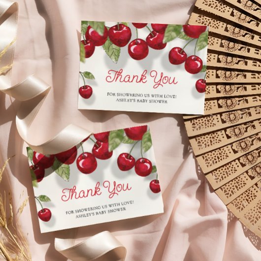 さくらんぼオントップ水彩ベビーシャワーありがとう カード