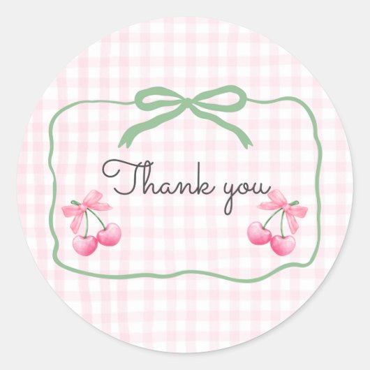 さくらんぼオントップ第1誕生日ラウンドステッカー ラウンドシール (正面)