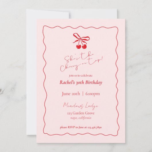 さくらんぼオントップ誕生日招待状 招待状 (正面)