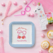 さくらんぼオントップ誕生日 ペーパープレート (パーティー)