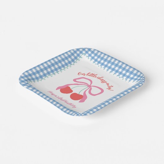 さくらんぼオントップ誕生日 ペーパープレート (傾斜あり)