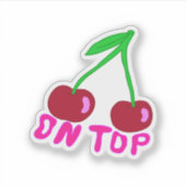 さくらんぼオントップ、鮮やかデザインステッカー シール (正面)