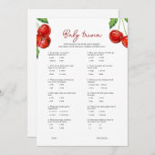 さくらんぼオンベビートリビア赤ちゃんシャワーゲームカード シーズンカード (正面/裏面)