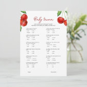 さくらんぼオンベビートリビア赤ちゃんシャワーゲームカード シーズンカード (スタンド正面)