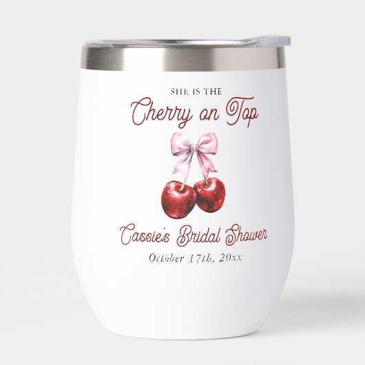 さくらんぼオンモダントップピンクボウブライダルシャワー (左面)