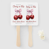 さくらんぼオンモダントップピンクボウブライダルシャワー ハンドファン (正面&裏面)