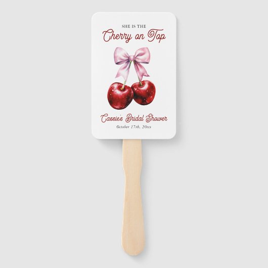 さくらんぼオンモダントップピンクボウブライダルシャワー ハンドファン (裏面)