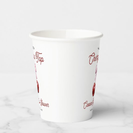 さくらんぼオンモダントップピンクボウブライダルシャワー 紙コップ (左)