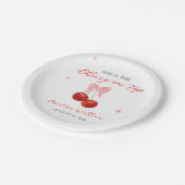 さくらんぼオンユニークトップベイビーシャワー ペーパープレート (アングル)