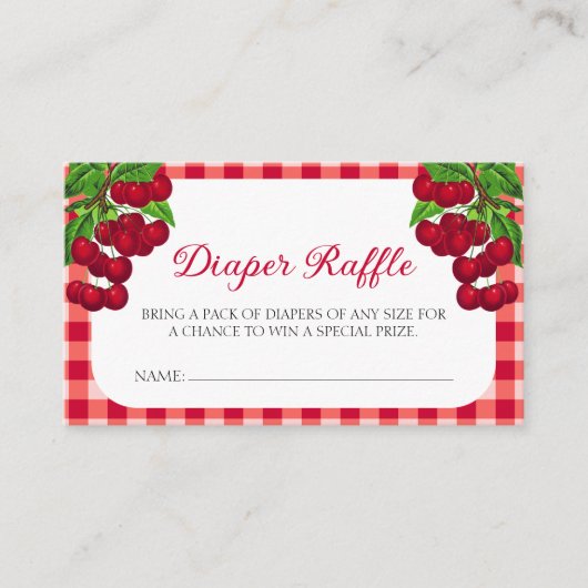 さくらんぼオン秋ジンガムプレイドおむつラッフル エンクロージャーカード (正面)
