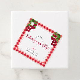 さくらんぼオン秋ジンガムプレイドベビーシャワー フェイバータグ