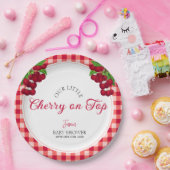 さくらんぼオン秋ジンガムプレイドベビーシャワー ペーパープレート (パーティー)