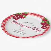 さくらんぼオン秋ジンガムプレイドベビーシャワー ペーパープレート (アングル)