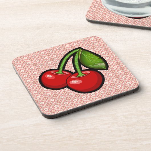 さくらんぼオン花 コースター (左側)