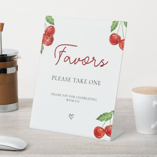 さくらんぼオン赤ちゃんシャワーの好意 台座サイン (インサイチュ)