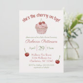 "さくらんぼオン・トップ"コケットカップケーキベビーシャワー 招待状 (スタンド正面)