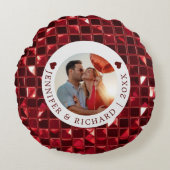 さくらんぼカスタムバレンタインデー(写真と文字) ラウンドクッション (正面)