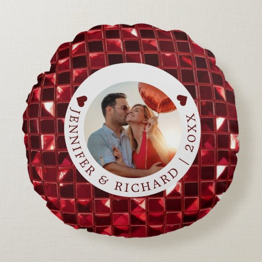 さくらんぼカスタムバレンタインデー(写真と文字) ラウンドクッション (正面)