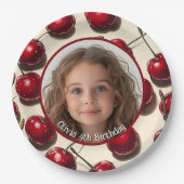 さくらんぼカスタム写真および名前紙プレート ペーパープレート (正面)