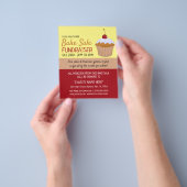 さくらんぼカップケーキチャリティベイクセールイベント広告 チラシ (手)