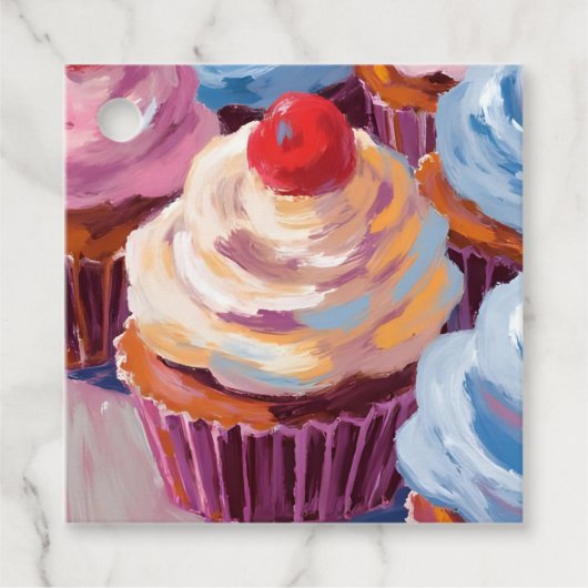 さくらんぼカップケーキハッピーバースデーパーティー フェイバータグ (正面)