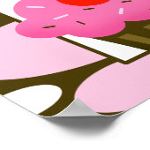 さくらんぼカップケーキパーソナライズされた誕生日バナー ポスター (角)