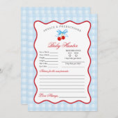 さくらんぼカード用スイートブルーコケットアドバイス 招待状 (正面/裏面)