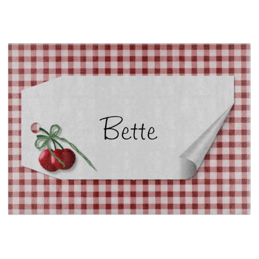 さくらんぼカールラベルガラス切断板 カッティングボード (正面)