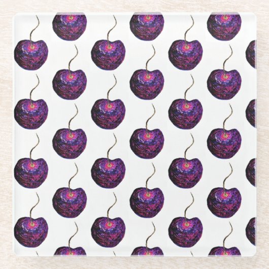 さくらんぼガラスコースター ガラスコースター (正面)