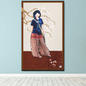 さくらんぼガールブラウンバージョン キャンバスプリント (インサイチュ (ウッドフロア))