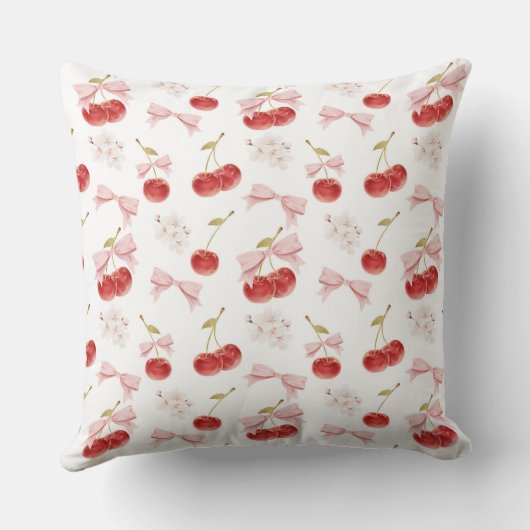 さくらんぼガールルームデコールカスタム、ピンクボウさくらんぼ クッション (裏面)
