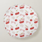 さくらんぼガールルームデコール、ピンクコケットボウさくらんぼ ラウンドクッション (裏面)