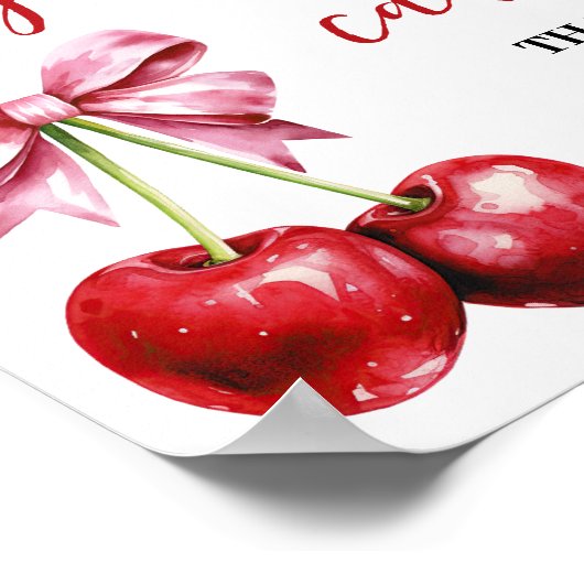 さくらんぼギフト&カードピンクコケットベビーシャワー ポスター (角)