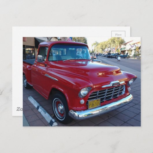 さくらんぼクラシック赤い山形ピックアップトラックでのカーショー ポストカード (正面/裏面)