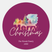 さくらんぼクリスマスウィンターワンダーランドウォーターカラー ラウンドシール (正面)