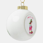 さくらんぼクリスマスオーナメント – あなたのテキスト セラミックボールオーナメント (左)