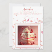 さくらんぼクリームケーキ – バースデーパーティー 招待状 (正面)