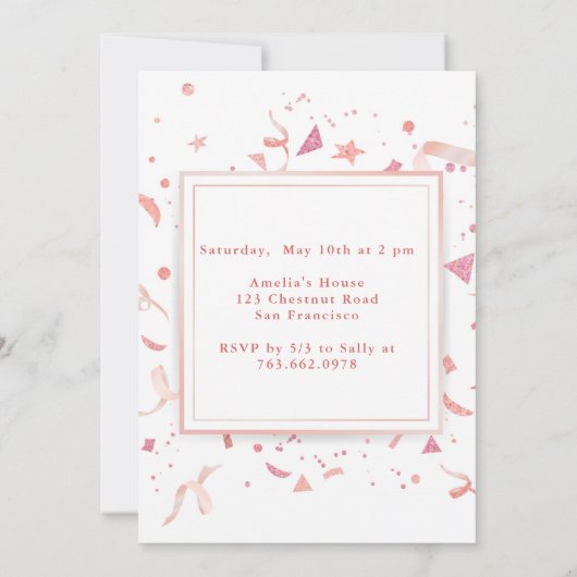 さくらんぼクリームケーキ – バースデーパーティー 招待状 (裏面)