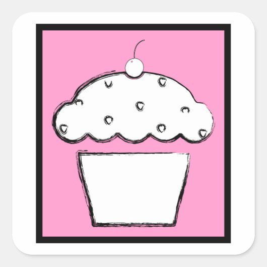 さくらんぼグランジのカップケーキ スクエアシール (正面)