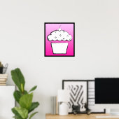 さくらんぼグランジのカップケーキ ポスター (ホームオフィス)