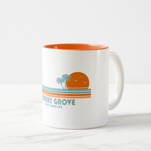 さくらんぼグローブビーチサウスカロニアサンパームツリーズ ツートーンマグカップ (正面右)
