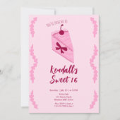 さくらんぼケーキガールズSweet sixteen誕生日 招待状 (正面)