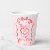 さくらんぼケーキピンクコケットボウバースデーパーティー 紙コップ (正面)