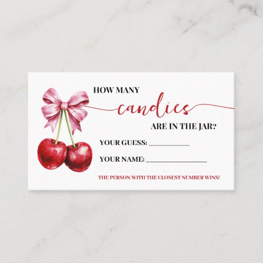 さくらんぼコケットキャンディースシャワーゲームカードの数 プレイスカード (正面)